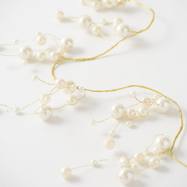 Pearl Beads with Gold Wire Garland - 6 Foot Strand – Darby Creek Trading