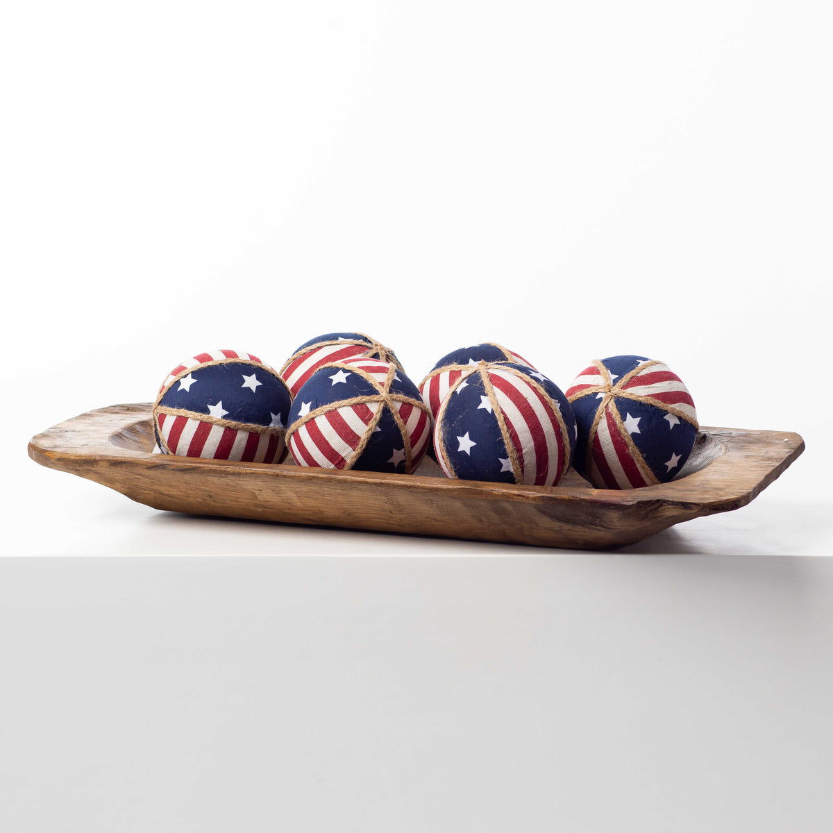 Fabric & Jute Patriotic Bowl Filler Americana Decor Orb Set