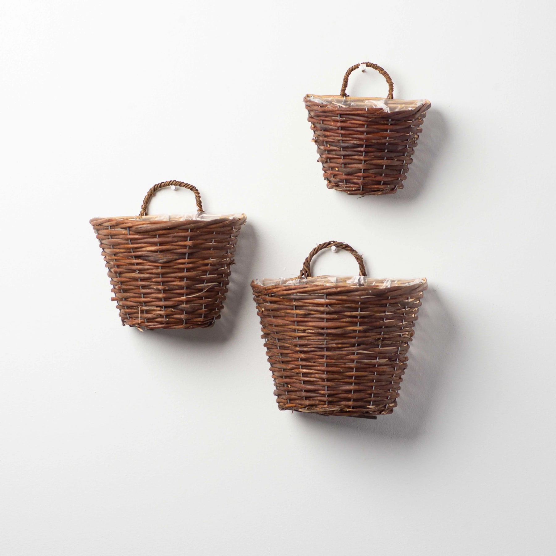 magnolia woven wall planter Natural Woven Wicker Hanging Wall Basket Planter Set of Three