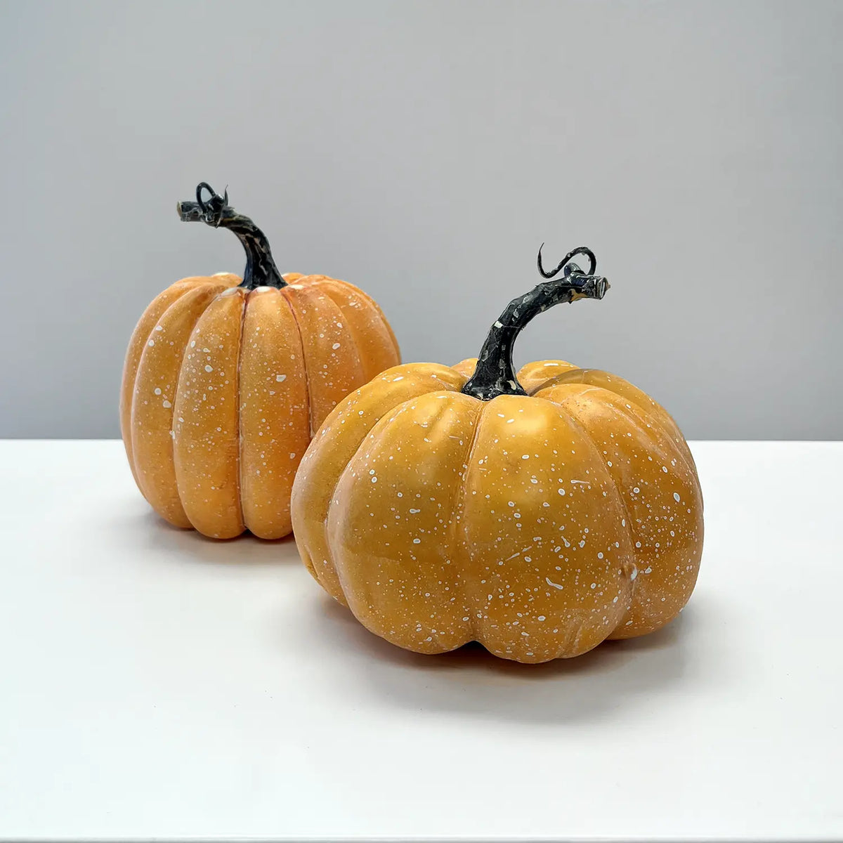 Autumn Harvest Glitter Pumpkins With Gold Stems - Halloween Table Decor Set