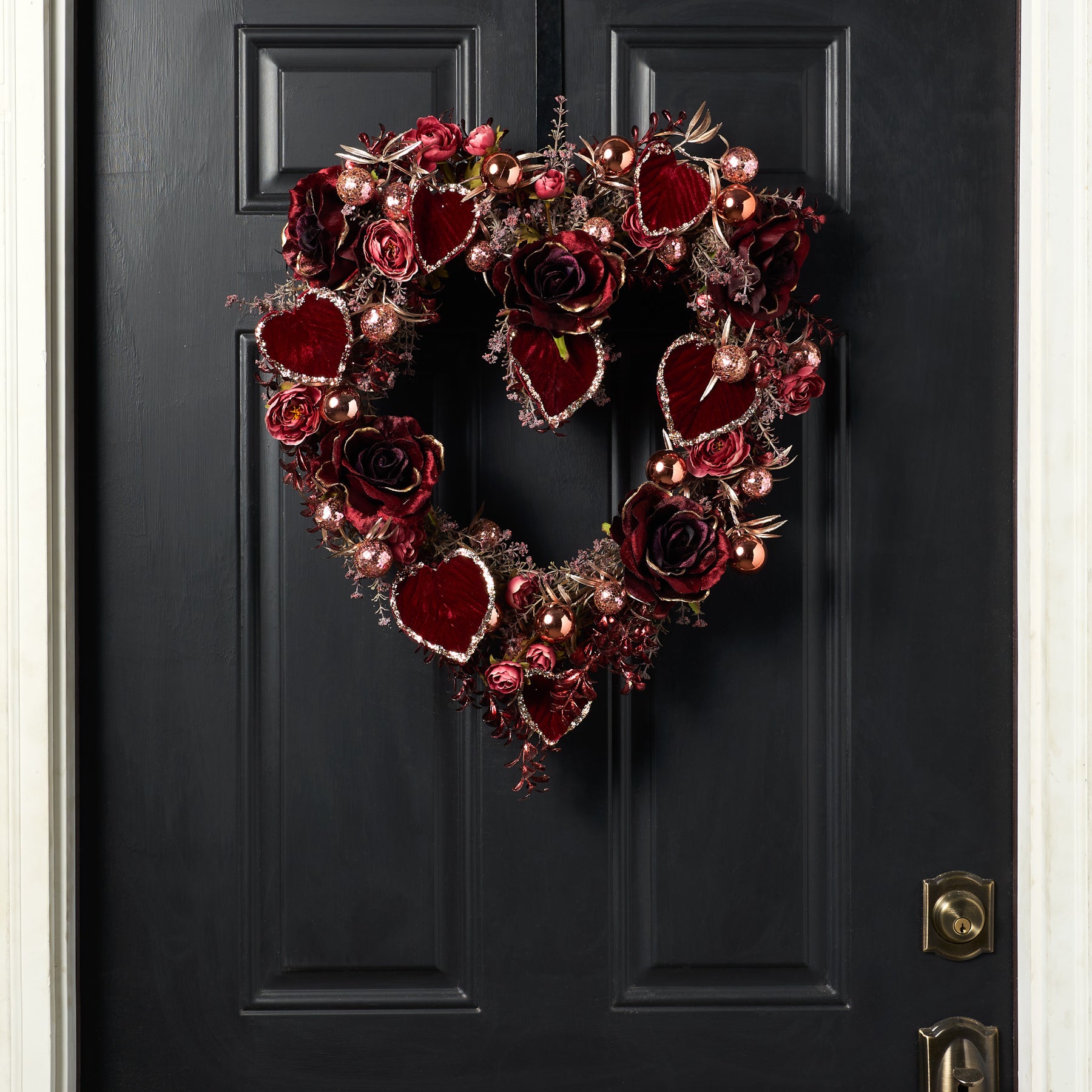 Front Door Silver and Gold Heart Wreath