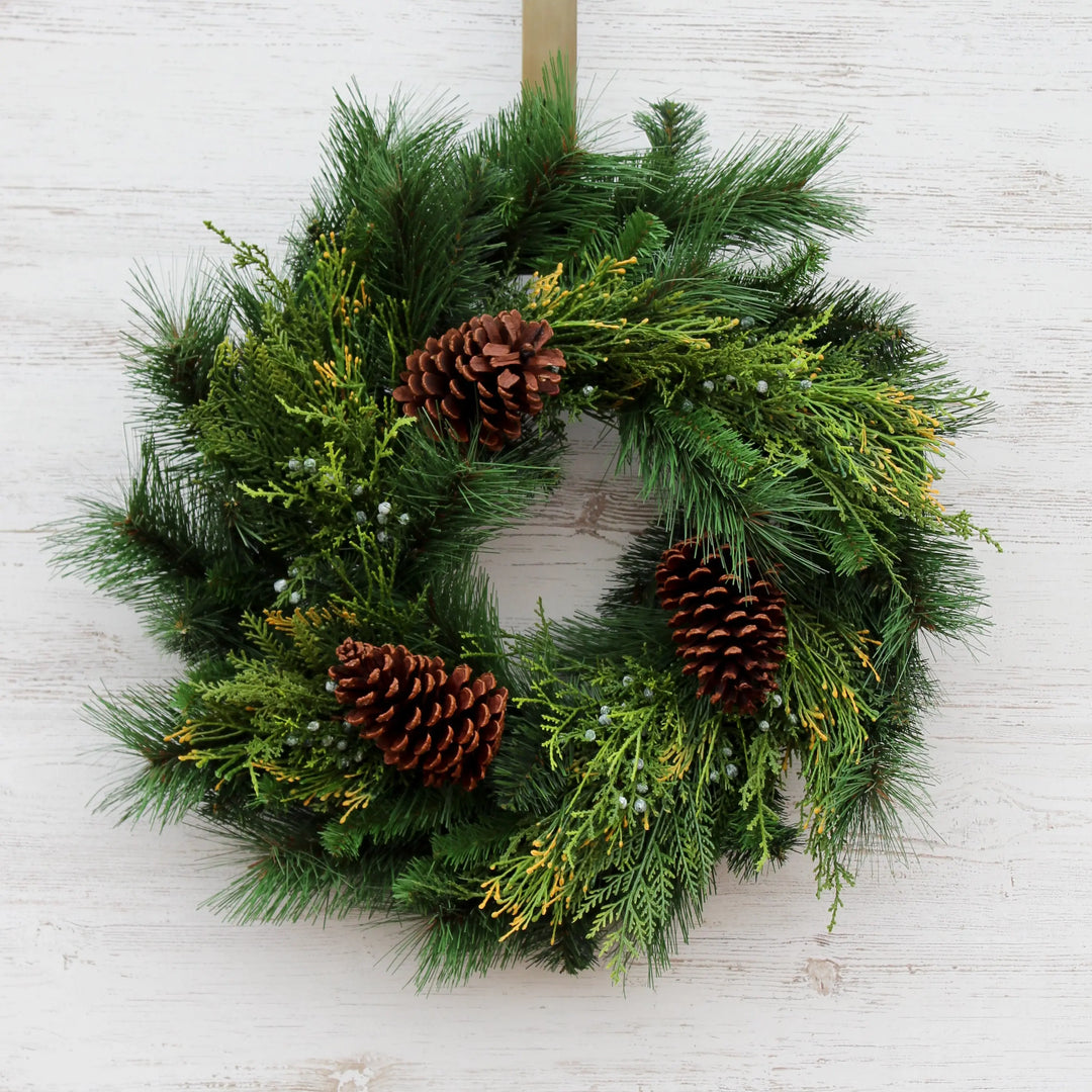 【sold】Green chic Christmasリース ◯28センチ Classic Holiday Greens Pinecone Wreath - Christmas Front Door
