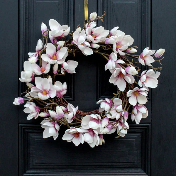 Real Touch Magnolia Spring Wreath - Cream & Lavender Everyday