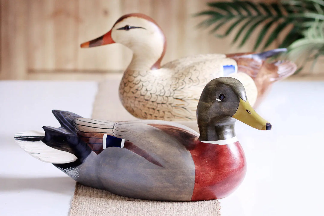 Hand Carved Mallard Drake & Hen Set Full Size Premier Wooden