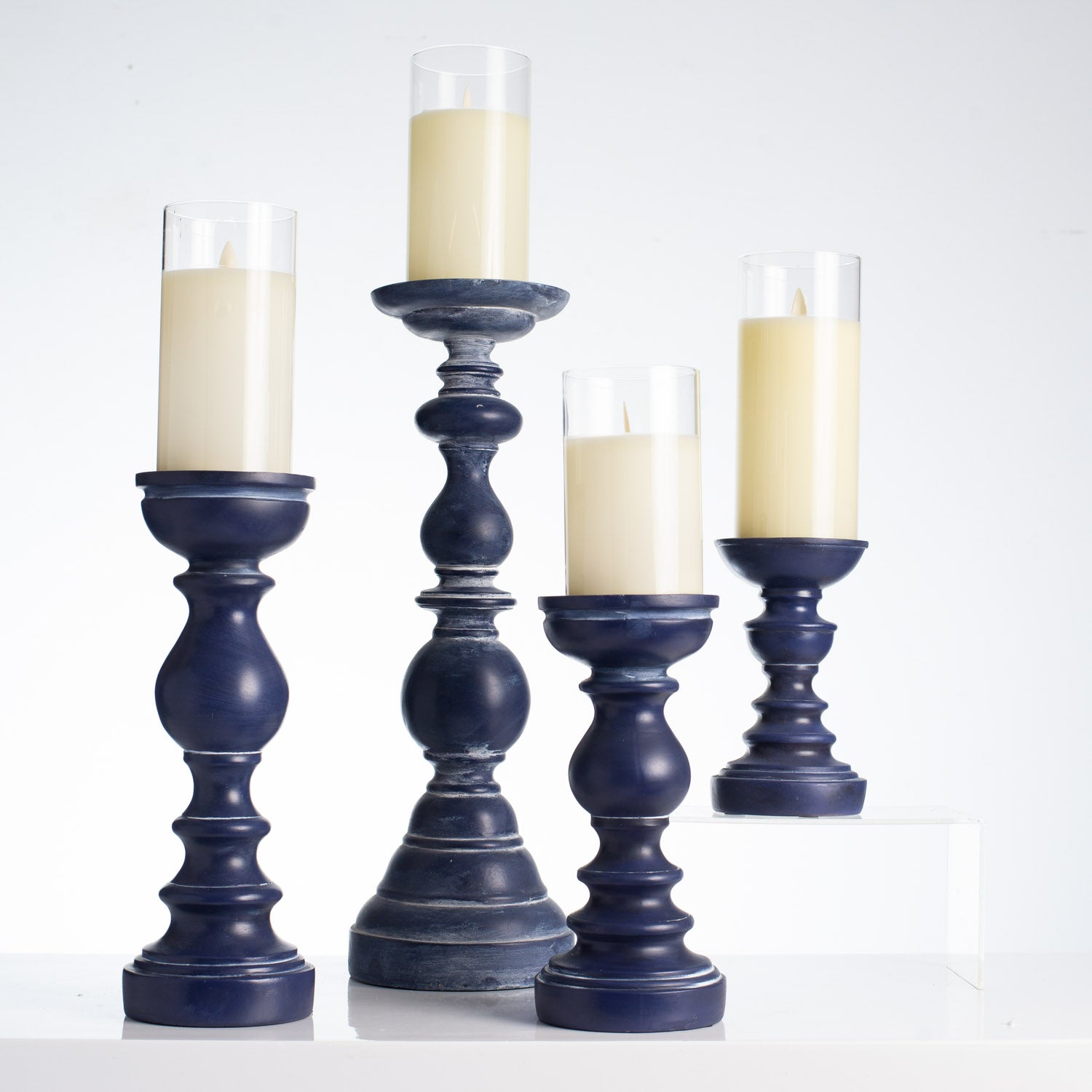 Nantucket Coastal Style Navy Blue Polyresin Pillar Candle Holder Colle –  Darby Creek Trading