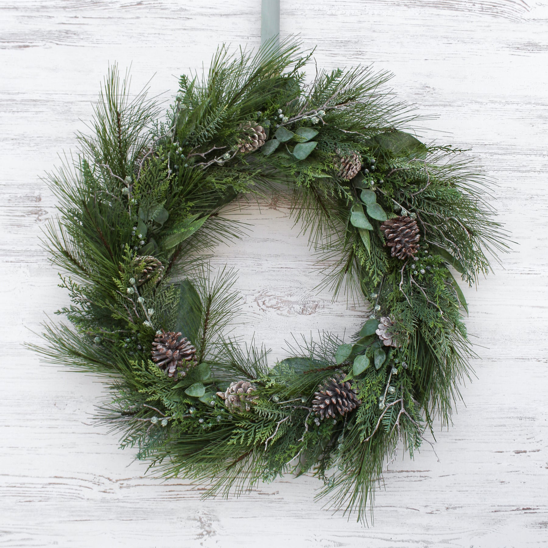 Natural Touch Pine & Eucalyptus Winter Foliage Branches Pinecone Holid ...