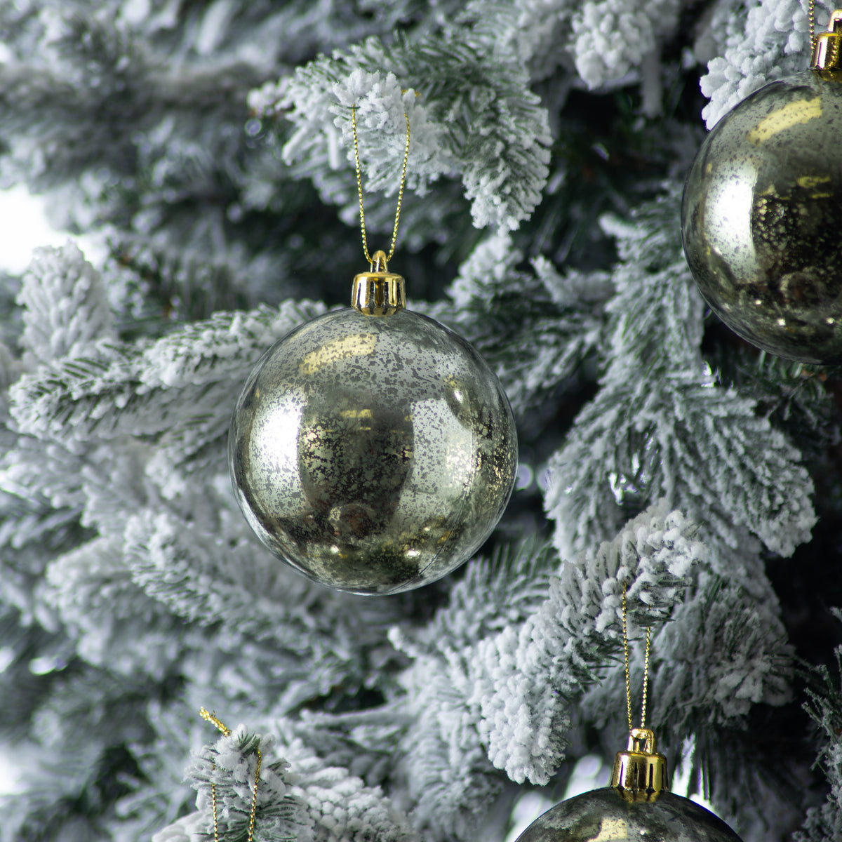 Antiqued Spruce Green Mercury Look Holiday Christmas Ball Ornament Set ...