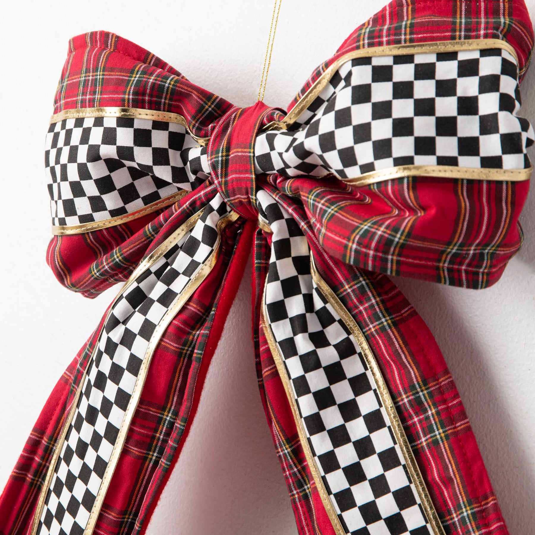 Slim Tartan Plaid Christmas Ribbon, Thin Checkered Trim in Red and Black,  Unique Ribbon for Bows and Decorations, Seasonal Wreaths 