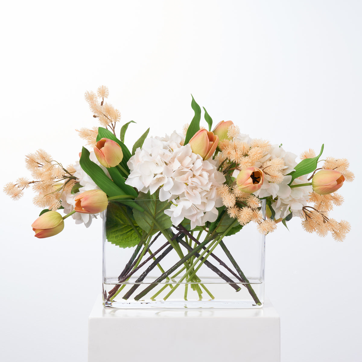 Peaches & Cream Real Touch Hydrangea & Tulips with Thistle Pods Ever