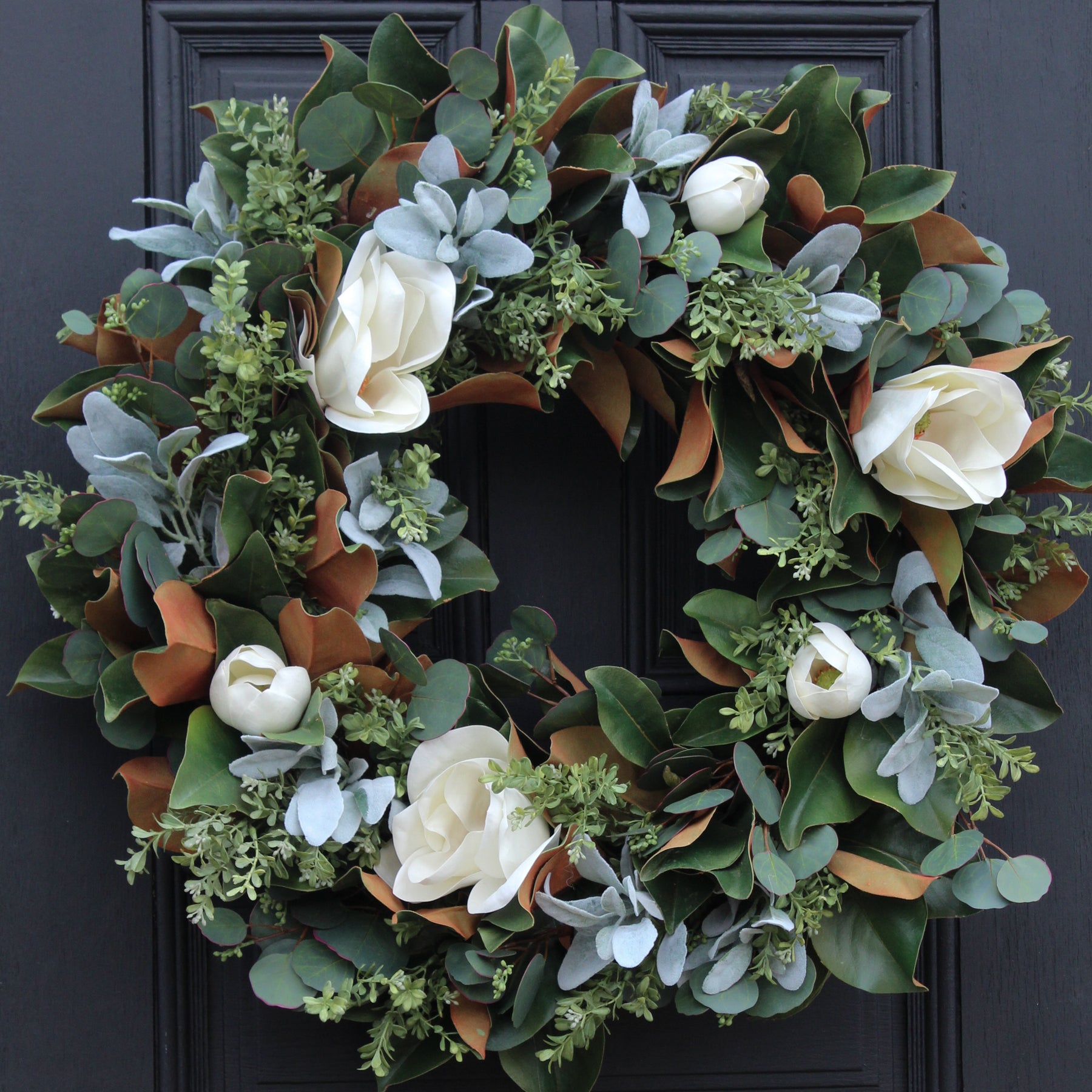 Bulk Artificial Magnolia Flower Wreaths Natural Rattan Wreath Ornament —  Artificialmerch
