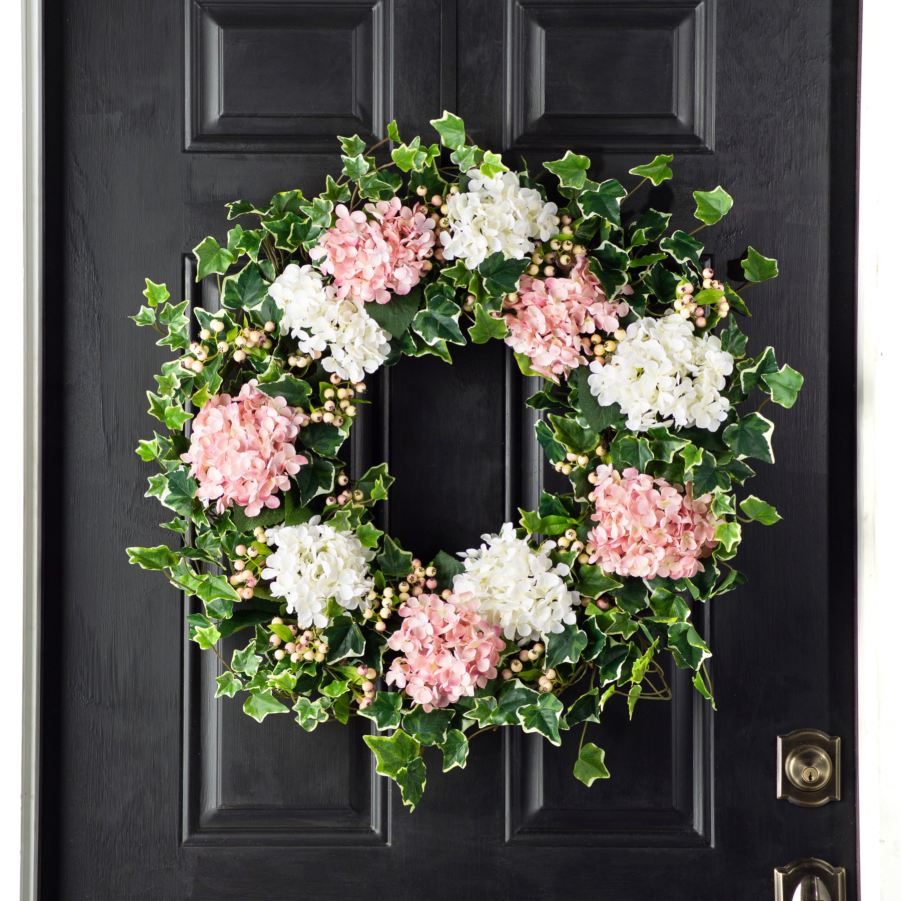 Year Round Swag Wreath for Front Door with White Hydrangeas, Large  Hydrangea Door Decor, Everyday Porch Decoration, All Season Home Decor