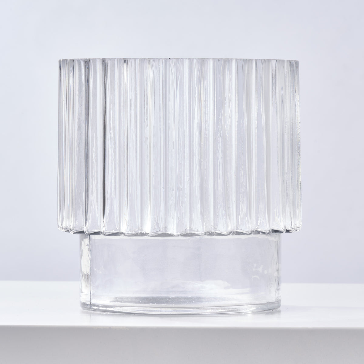 Ribbed Clear Glass Fluted Vase Modern Decorative Vessel – Darby Creek ...