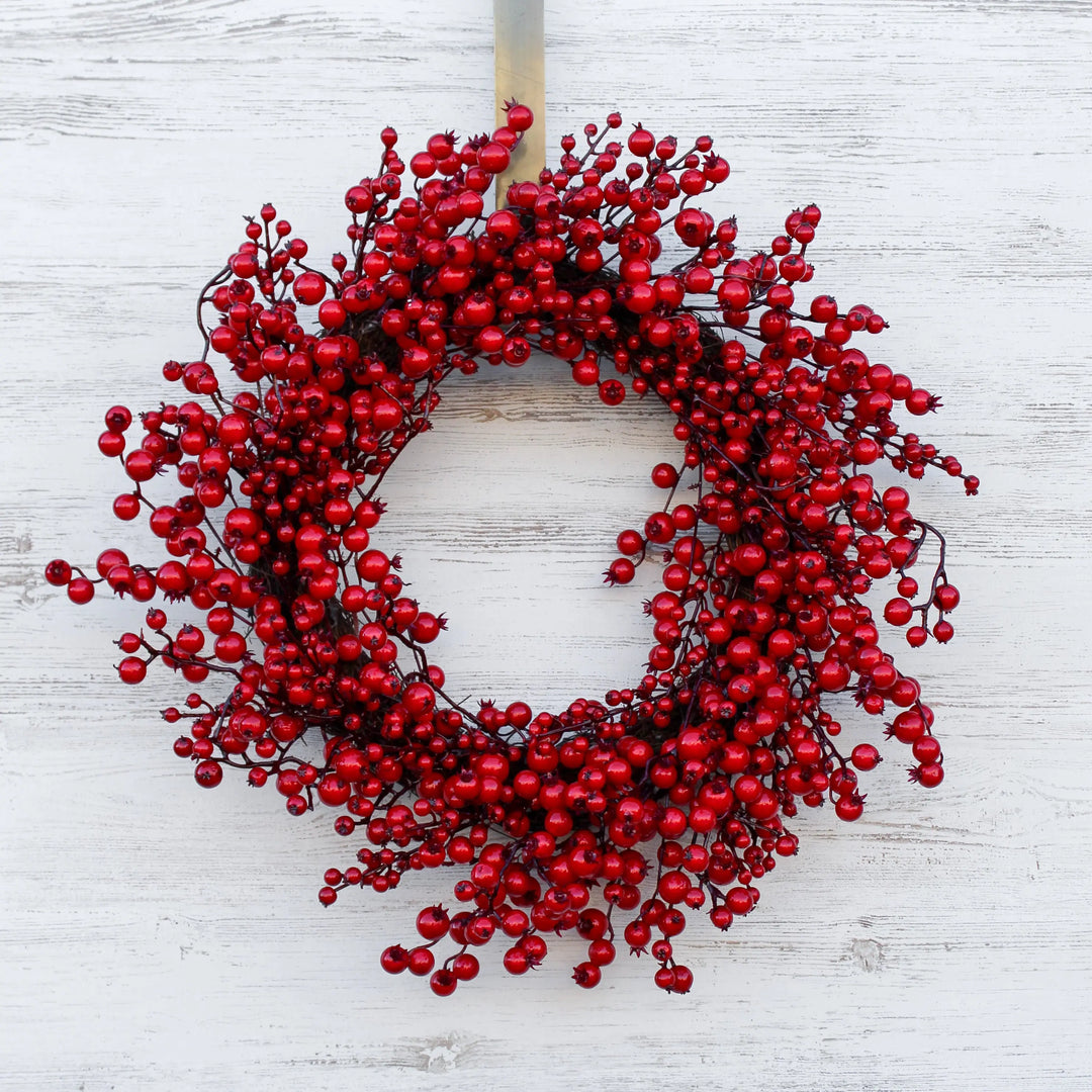 Christmas Wreath Hanging Decoration Red Berries Centerpiece