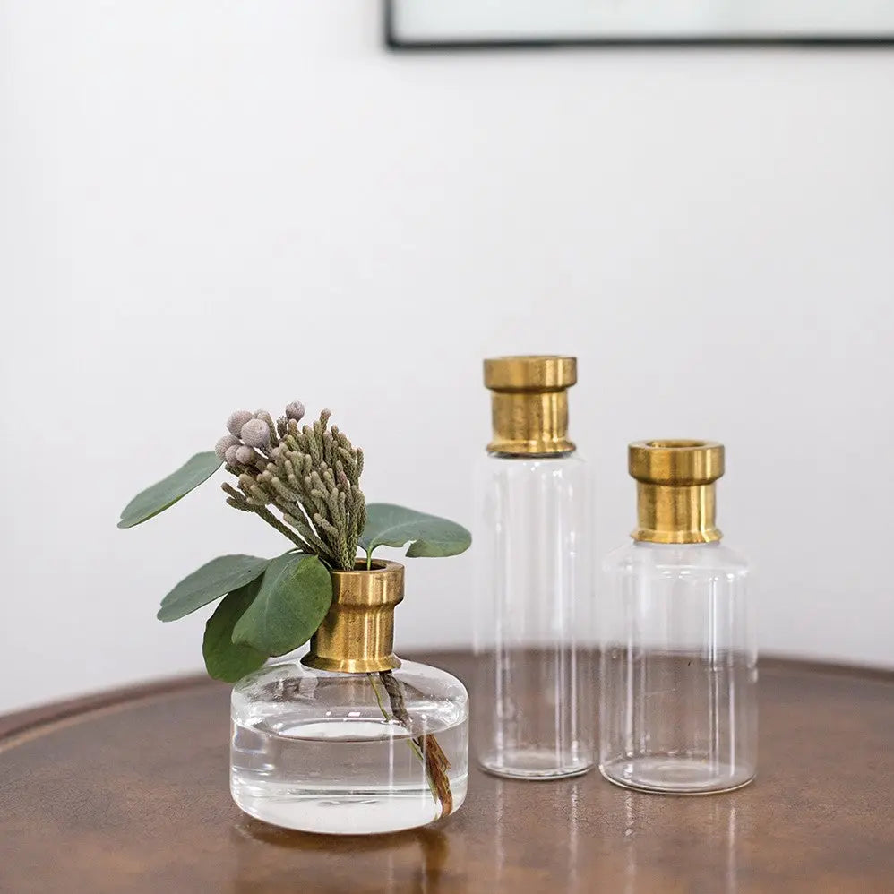 Antique Gold Gilded Glass Bottle Bud Vase Collection